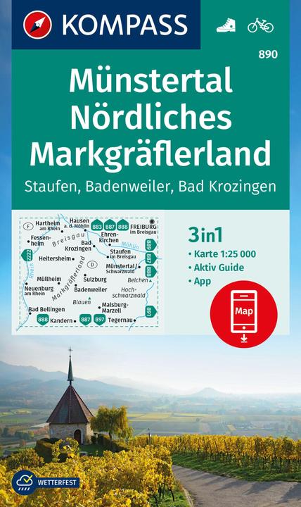 Produktbild Wanderkarte 890 Münstertal, Nördliches Markgräflerland, Staufen, Badenweiler, Bad Krozingen