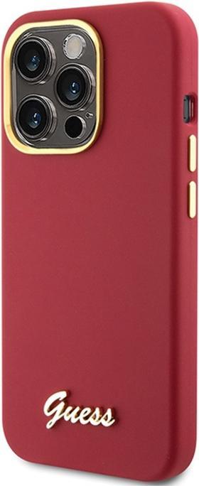 Produktbild Guess GUHCP15LSMBSLM iPhone 15 Pro 6.1" magenta hardcase Silicone Script Metal Logo & Frame (Apple iPhone 15 Pro)