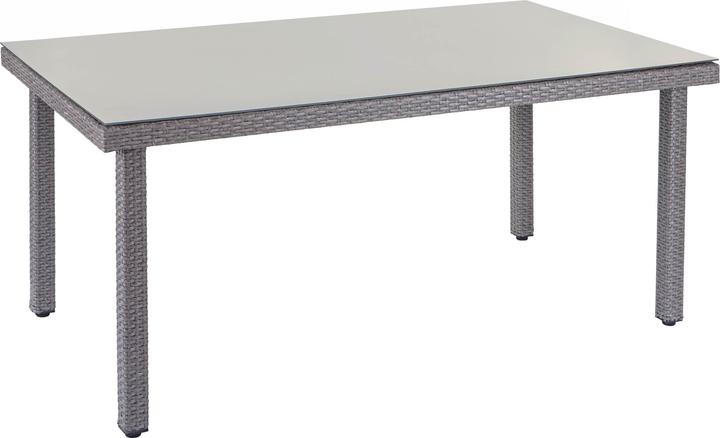 Actual product image Swisshandel24 Poly Rattan Garden Table Cava, Dining Table with Glass Top, 160x90x74cm - Grey (160 cm)