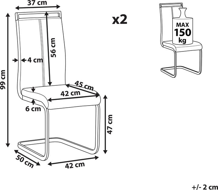 Immagine prodotto Beliani Esszimmerstuhl Kunstleder weiss 2er Set GREEDIN