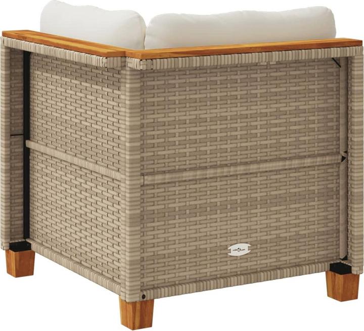 Image du produit VidaXL Jardin Canapé d'angle Coussin Canapé central Canapé de jardin Beige Poly rotin