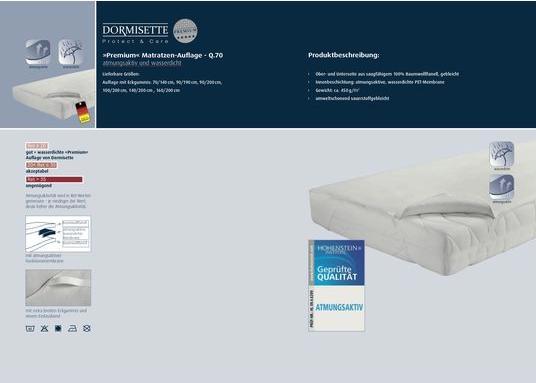 Produktbild Dormisette Matratzenauflage Premium (90 x 200 cm)