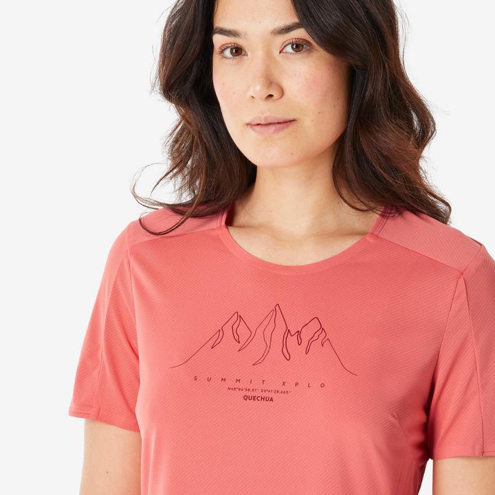 Actual product image Quechua Women’s Short-Sleeved Hiking T-Shirt - MH500 - Red (S)