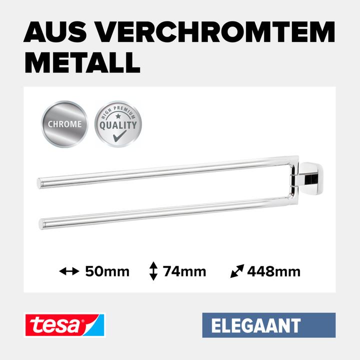 Image du produit tesa ELEGAANT Porte-serviettes à deux bras avec solution adhésive sans perçage
