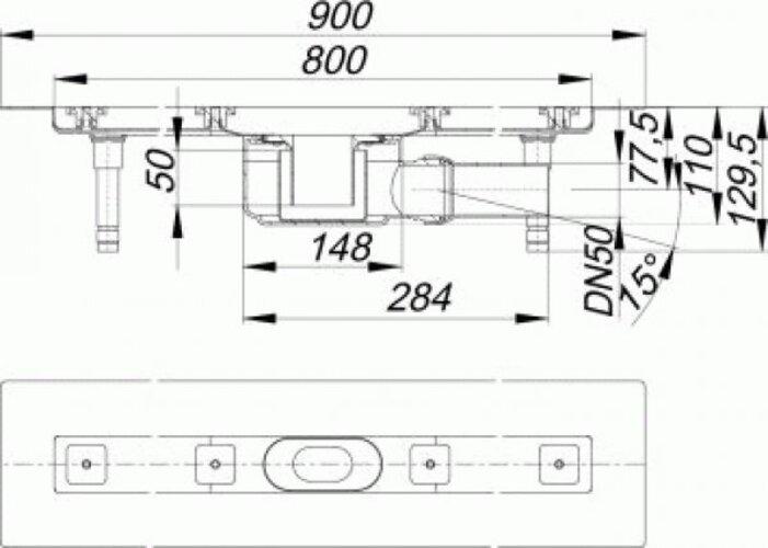 Actual product image Dallmer shower channel CeraLine F 800mm, 520043, DN 50 overall height 110mm (1050 mm)