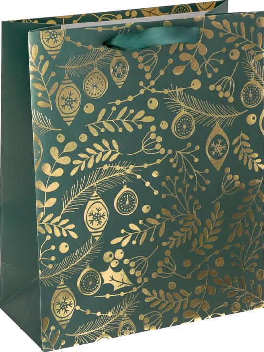 Sigel 5 Pochettes cadeaux Golden ornaments on green motif 26,0 x 32,0 cm (Pochette cadeau, 5 x)