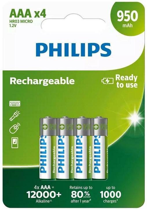 Philips Rechargeable AAA (4 pcs, AAA, 950 mAh)