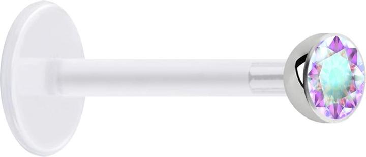 Immagine prodotto Star Piercing Micro Labret trasparente con sfera e cristallo multicolore (Bioflex, senza ottone, Acciaio chirurgico 316L)