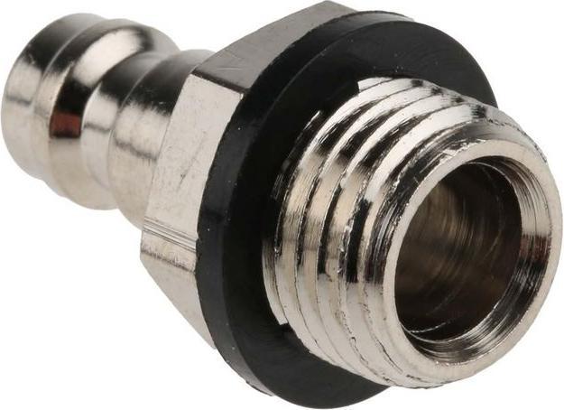 Actual product image Rs Pro Pneumatic quick-release coupling, brass, G1/4 plug, with Camozzi, Legris, Rectus thread (Pipe coupling)