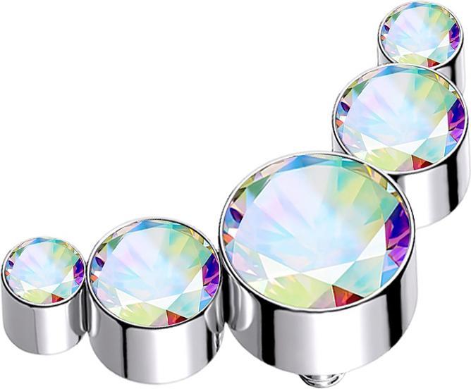 Produktbild Star Piercing Dermal Anchor silber fünf Kristalle multicolor (Chirurgenstahl 316L)