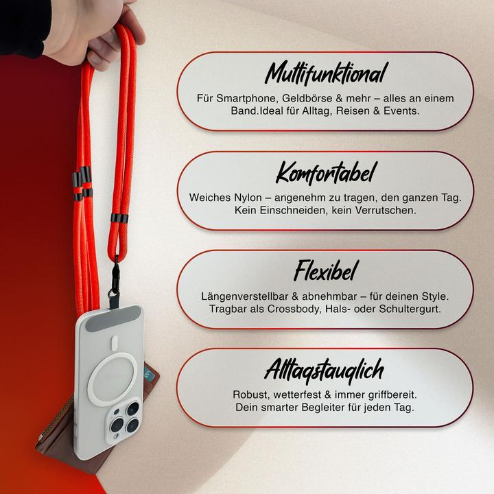 Actual product image Nalia HoldMe Lanyard Handykette - Universal Trageband für Smartphones - Verstellbar, Soft & Elastisch