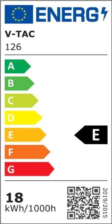 Energie-Label V-TAC VT298 LED Glühbirne SAMSUNG Chip 18W E27 A80 Kunststoff 3000K (E27, 18 W, 2000 lm, 1 x, G)