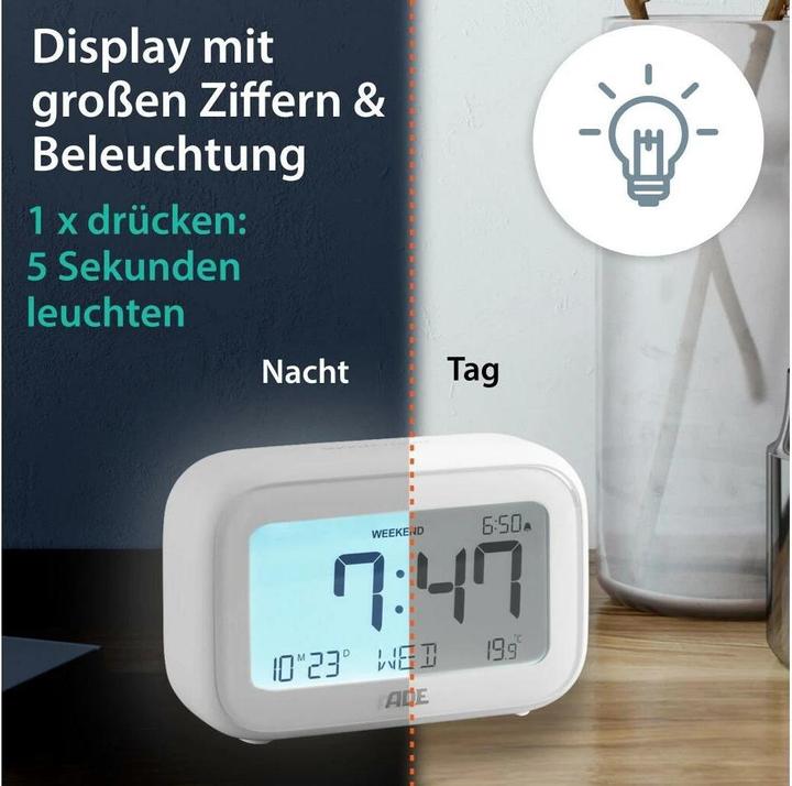 Produktbild ADE Digitalwecker mit Temperaturanzeige