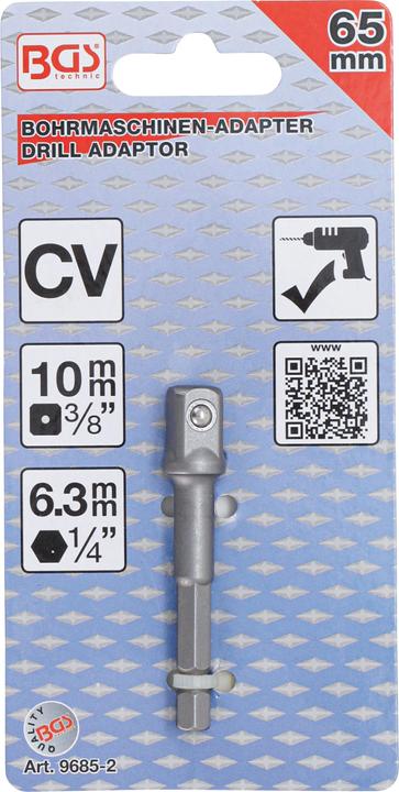 Immagine prodotto BGS Adattatore per trapano attacco esagono esterno 6,3 mm (1/4") / esagono interno 10 mm (3/8")