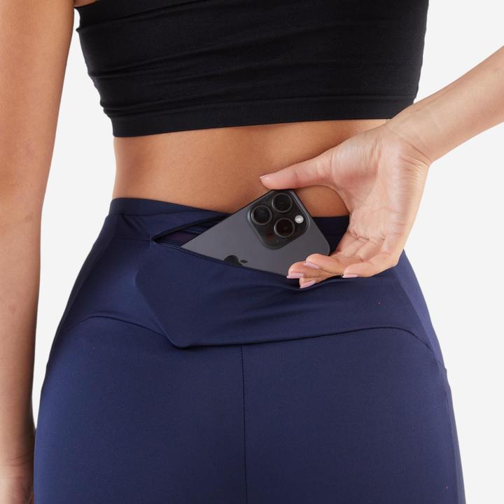 Actual product image Kiprun Lauftights 3/4 Damen atmungsaktiv - Run 500 Comfort marineblau (W33/L31)