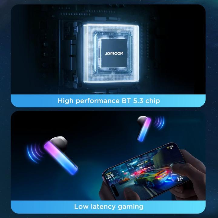 Produktbild Joyroom TWS JR-TC1 IceLens Series kabellose Kopfhörer mit LED-Leuchten – Schwarz (6 h, Kabellos)