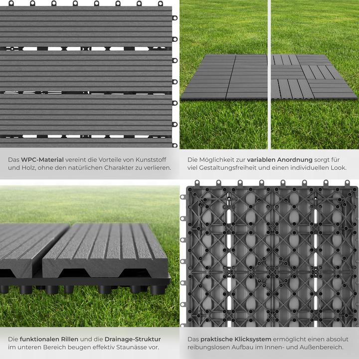Produktbild tectake Set Terrassenfliesen (22 x, 31 x 31 cm)