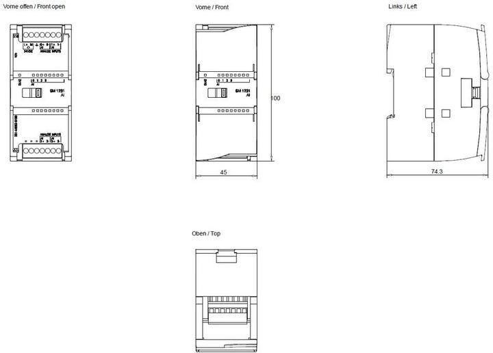 Image du produit Siemens SIMATIC S7-1200 SM1231 4x entrée analogique