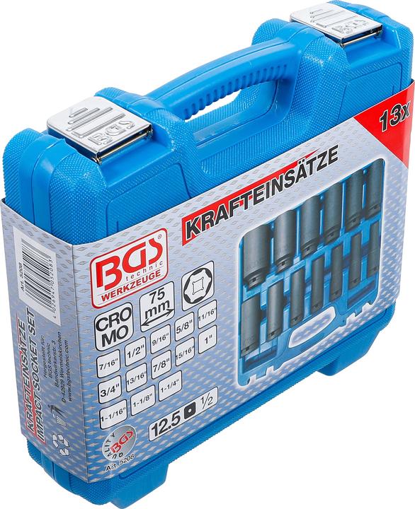 Immagine prodotto BGS Set di bussole esagonali, profonde 12,5 mm (1/2") dimensioni in pollici 13 pz. (12,5 mm)
