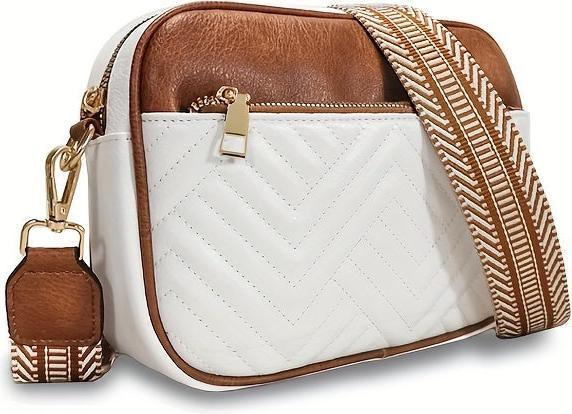Only-Bags.Store Simple Colorblock Mini Square Zipper sac à bandoulière, détail matelassé sac à bandoulière avec