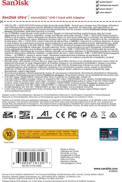 Actual product image SanDisk Ultra microSD A1 (16 GB, microSDHC, U1, UHS-I)