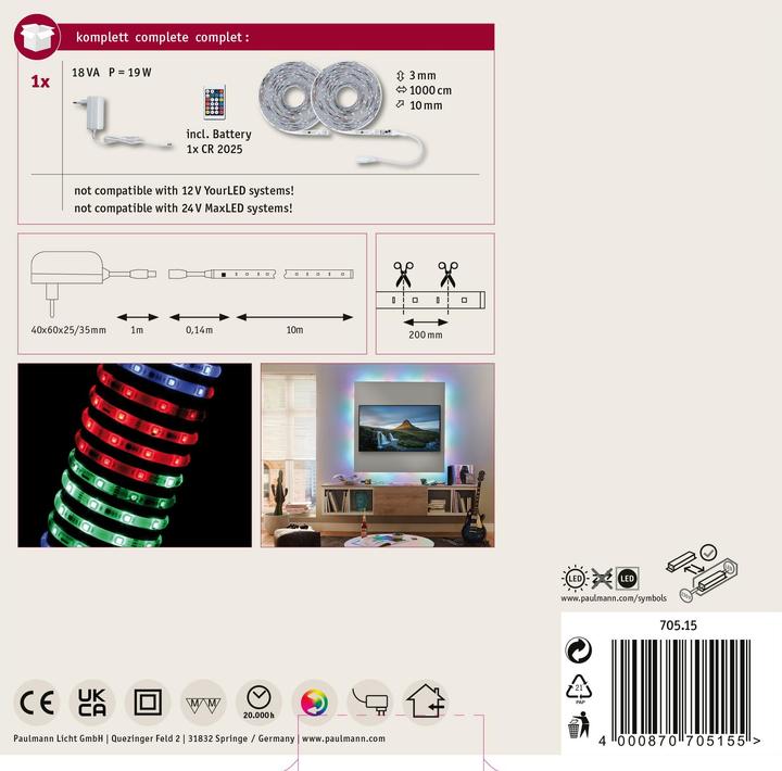 Image du produit Paulmann Mouvement SimpLED (Multicolore, 1004 cm, Intérieur)