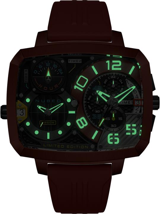 Actual product image Nubeo NB-6084-02 Men's watch Odyssey Triple Time-Zone Limited 58mm 5ATM (Chronograph)