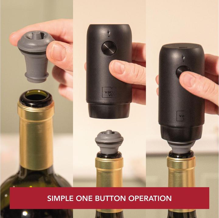 Immagine prodotto Vacu Vin Vacuvin Weinpumpe Elektrische Vakuumpumpe Schwarz, Detailfarbe (Pompa per il vino)