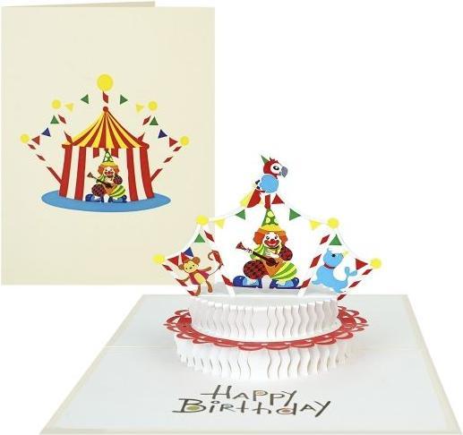 MU Classic 3D Pop-Up Geburtstags Glückwunschkarte - Zirkus (1 Stk.)
