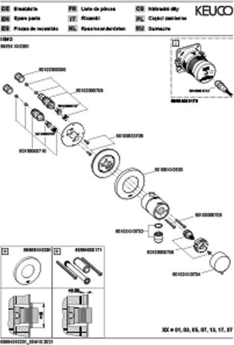 Actual product image Keuco Thermostatic shower mixer IXMO solo UP with hose attachment. Rosette round vc