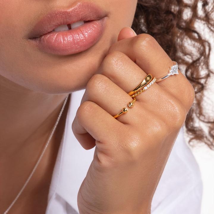 Actual product image Thomas Sabo Ring Balls With White Stones Gold (52, 925 Silver)