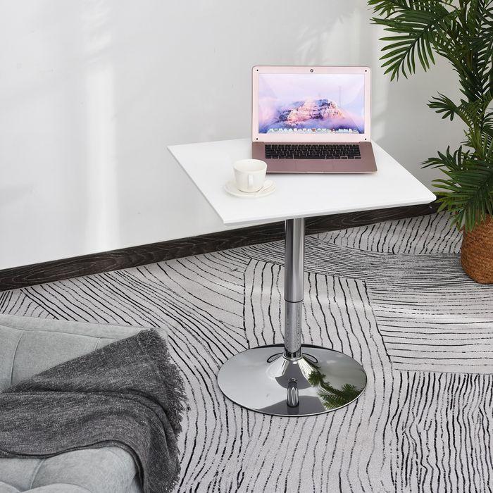Image du produit Swisshandel24 Table haute, réglable en hauteur, carrée, acier blanc 60 x 60 x 71-92 cm
