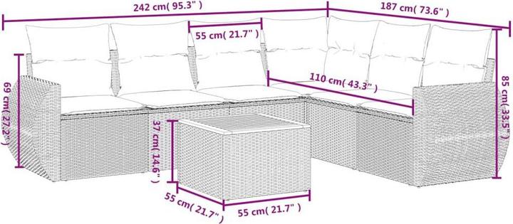 Actual product image VidaXL 10-piece garden lounge set with cushions