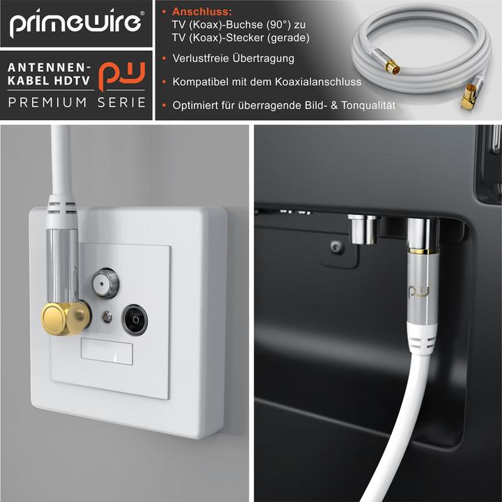 Immagine prodotto Primewire Cavo antenna angolato, cavo coassiale 75 Ohm HDTV, radio, DVB-T DVB-T2 DVB-S2 Cavo antenna TV (135 dB, Cavi antenna)