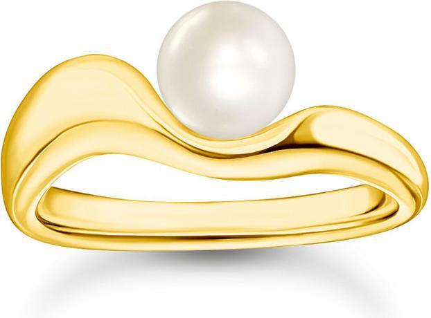 Immagine prodotto Thomas Sabo Ring mit Perle Natural Beauty vergoldet (56, 925 Argento)