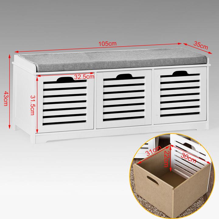 Image du produit SoBuy Schuhbank mit Sitzkissen (105 cm)