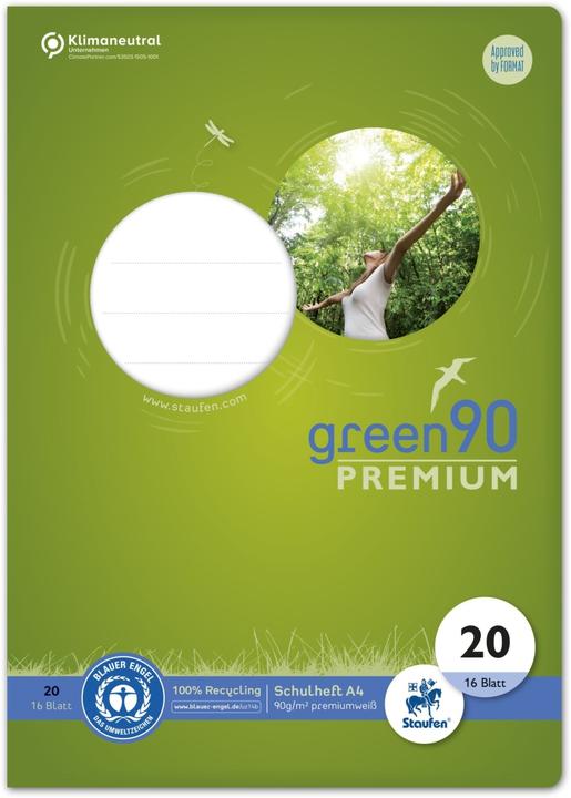 Actual product image Staufen Exercise book green ruler 20 blank DIN A4 without margin, 16 sheets (A4, Plain, Hardcover)