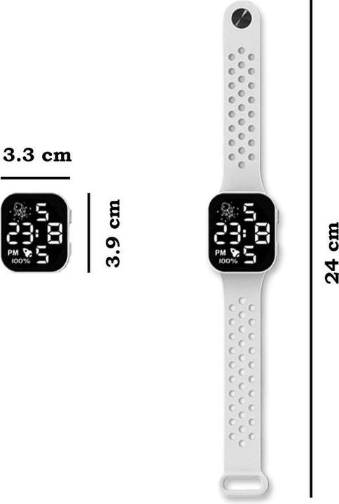 Actual product image Cbx P1 Fashion LED digital watch with silicone strap 12-hour display white (33 mm)