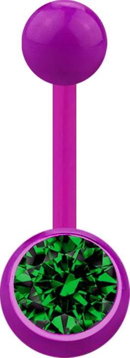 Produktbild Star Piercing Banane violett mit Kugel und Kugel Kristall grün (Acryl, ohne Messing)