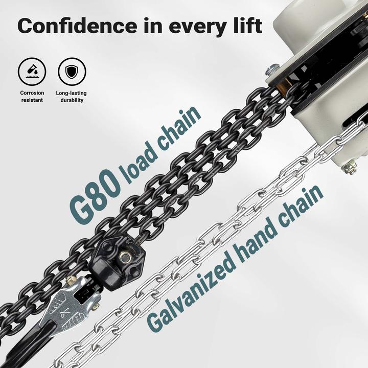 Actual product image Wiltec Kettenzug bis 1t Handkettenzug 5m Hubhöhe Tragmittel Hebezeug Hebelzug