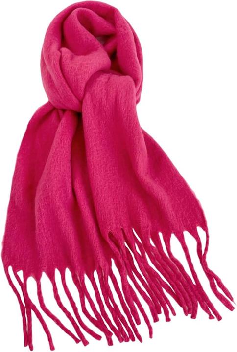 Image du produit Only-Bags.Store Couleur solide Peluche Chunky écharpe longue simple Grand épais gland écharpe hiver extérieur