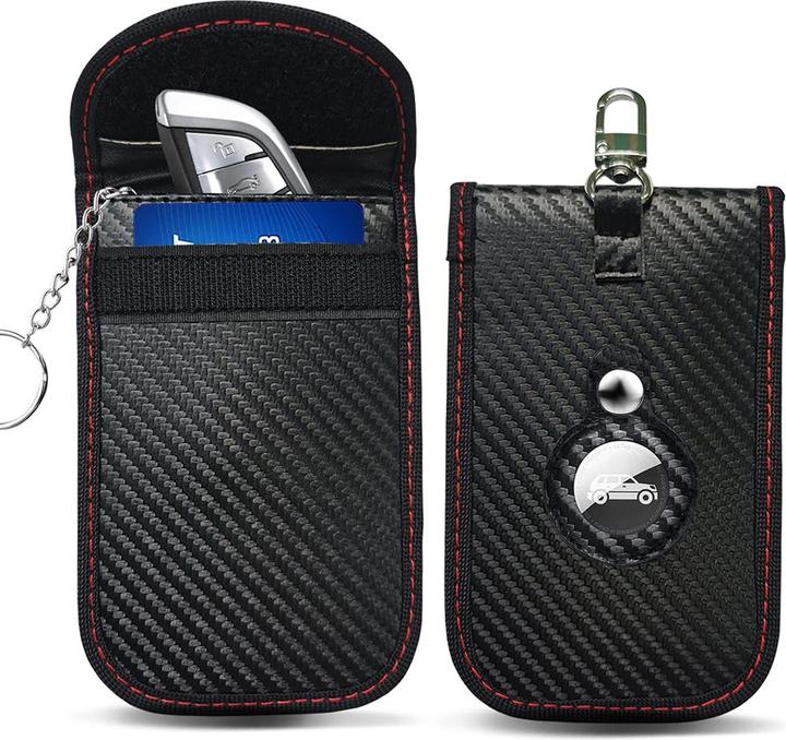 Produktbild Techsuit - RFID Anti-Theft (AF3) - with AirTag Holder, Carbon Fiber, EMF Blocker, 19.5 x 9cm - Black