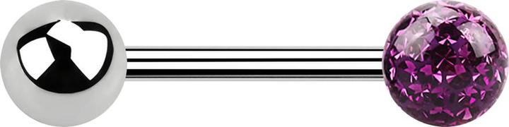 Produktbild Star Piercing Barbell silber mit Kugel und Kristall Kugel violett Epoxy Schutzschicht (Chirurgenstahl 316L, ohne Messing)
