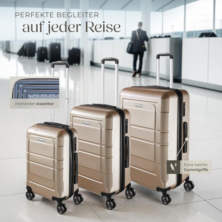 Actual product image tectake Hardshell Suitcase Set Brice - L, M & S sizes, made from ABS plastic, 360° swivel wheels, expandable (111 l, M (50 - 90l), L (90 - 115l), XL (from 140l))