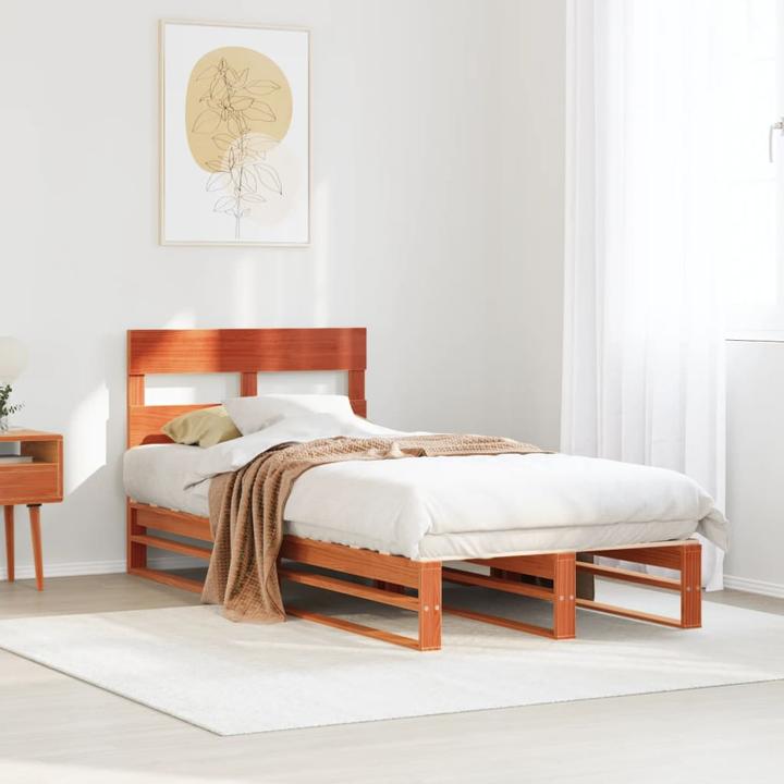 Immagine prodotto VidaXL Letto in legno massiccio Letto in legno Letto pallet con testiera 135x190cm pino (135 x 190 cm)