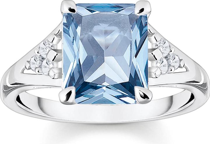 Image du produit Thomas Sabo Bague avec Aqua et pierres blanches Argent (56, Argent 925)