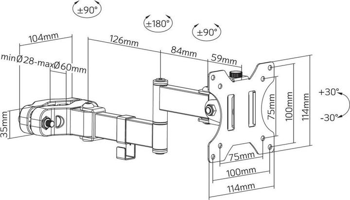 Valori nutrizionali e ingredienti Techly Supporto a palo per TV LED LCD 17"-32",Nero (Muro, 32", 8 kg)