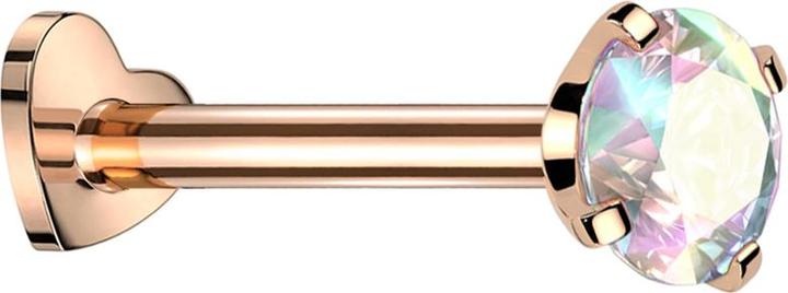 Star Piercing Micro Labret Herz Innengewinde rosegold Kristall multicolor gefasst (ohne Messing, Titan G23)