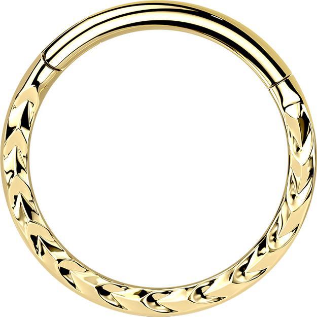 Star Piercing Micro Segmentring klappbar vergoldet Winkelmuster (ohne Messing, Chirurgenstahl 316L)