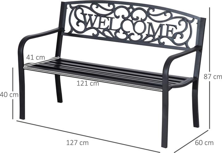 Image du produit Outsunny Gartenbank Eisen, pulverbeschichtet Schwarz